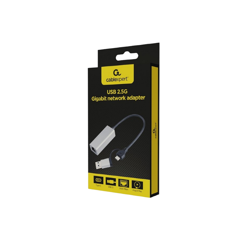 Адаптер Type-C/USB3.0 на LAN F, Cablexpert, LAN: 2,5 Гбит, A-USB3AC-LAN2G-01