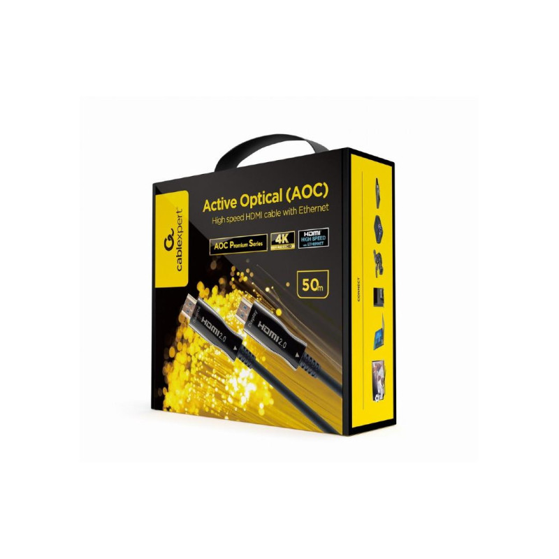 Кабель HDMI-HDMI активный оптический 50,0 м Cablexpert, 4K UHD при 60 Гц, CCBP-HDMI-AOC-50M-02