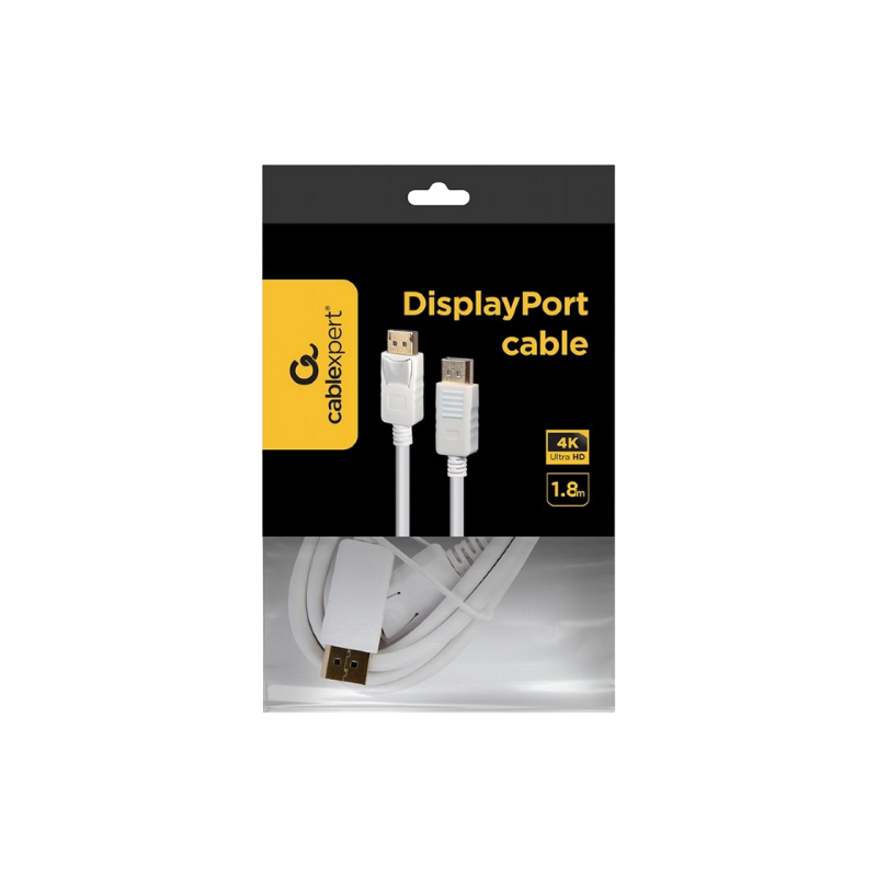 Кабель DP-DP 1,8 м Cablexpert, белый, CC-DP2-6-W