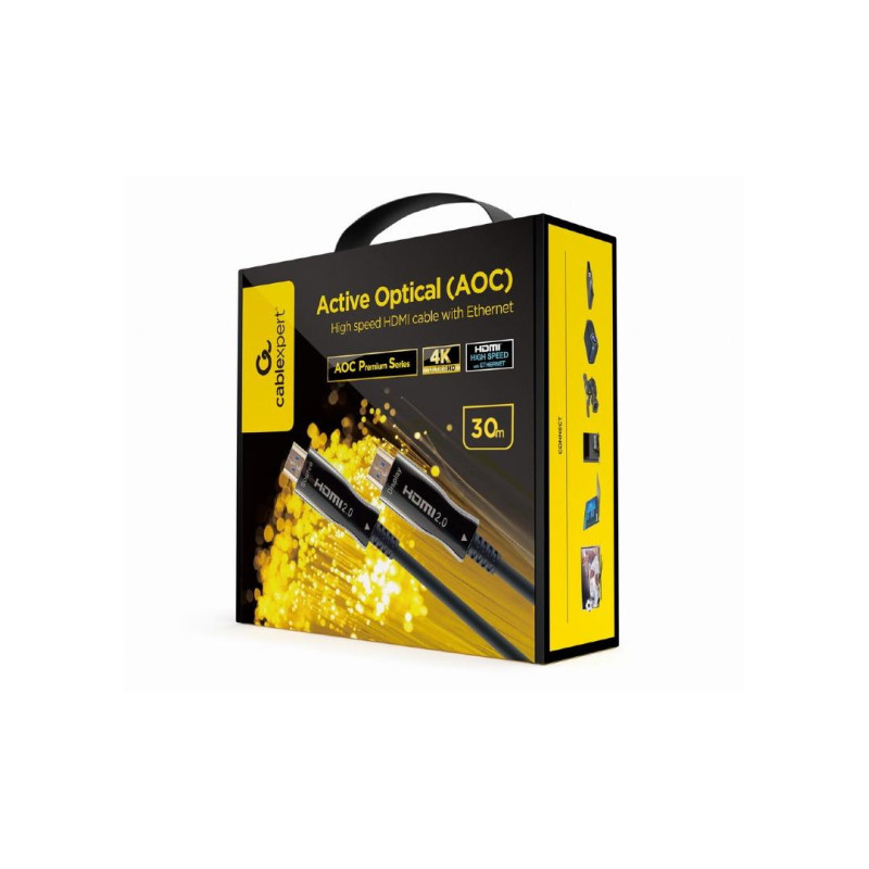 Кабель HDMI-HDMI активный оптический 30,0 м Cablexpert, 4K UHD при 60 Гц, CCBP-HDMI-AOC-30M-02