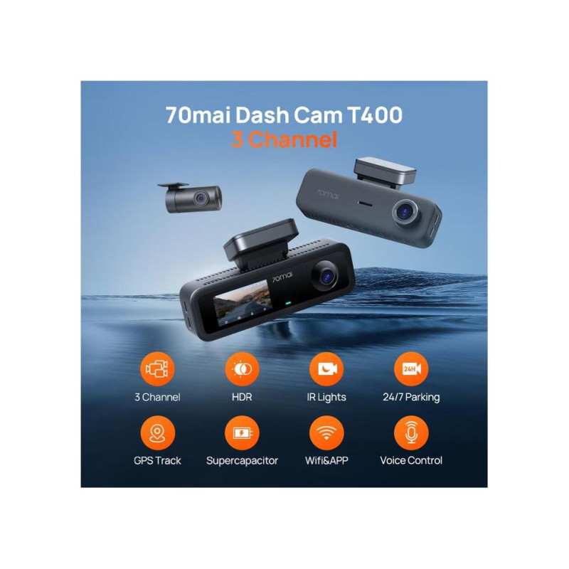Видеорегистратор 70mai Dash Cam T400 HDR with RC21 Rear Cam, Black