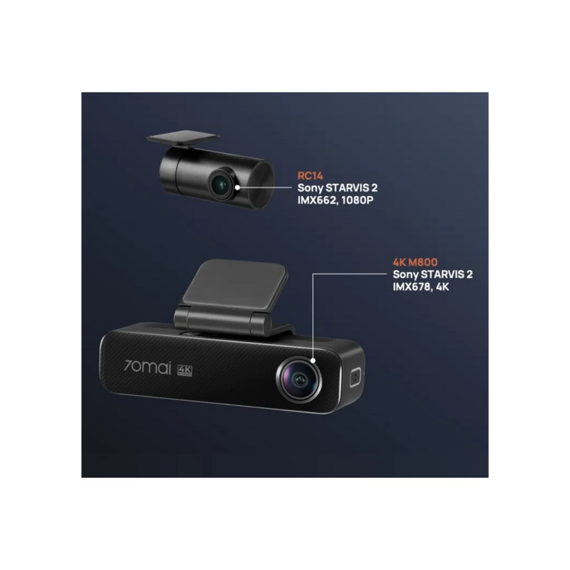70mai Dash Cam M800-2 HDR 4K , with Rear Cam Black