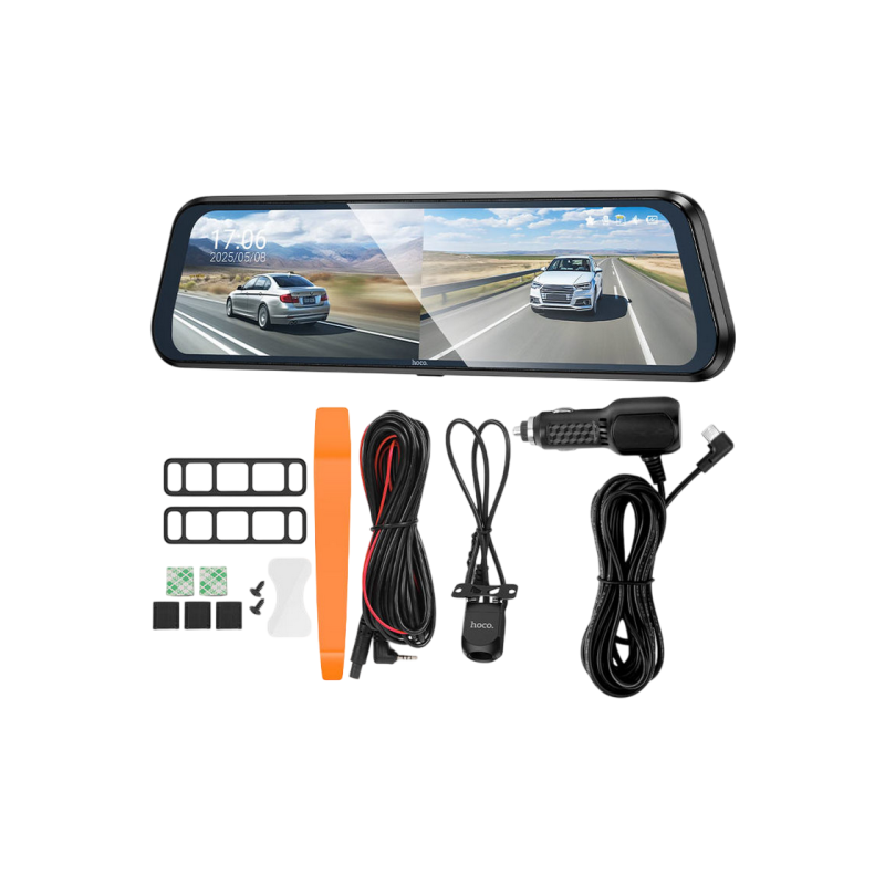 DVR Hoco DV16 9.66-inch streaming media driving recorder(dual-channel with rear camera), Black