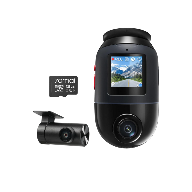 Видеорегистратор 70mai 4K Omni X800 + камера заднего вида + SD-карта 128 ГБ, черный