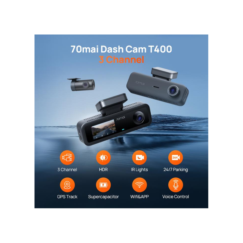 Видеорегистратор 70mai Dash Cam T400 HDR with RC21 Rear Cam, Black