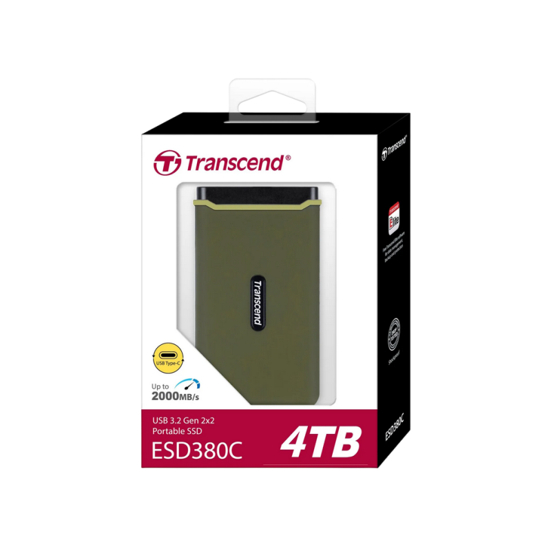 Внешний SSD 4.0TB Transcend ESD380C, Military Green