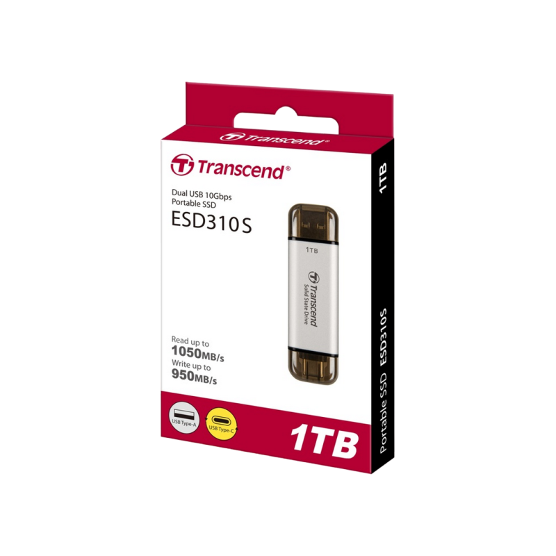Внешний SSD 1.0TB Transcend ESD310S, Silver