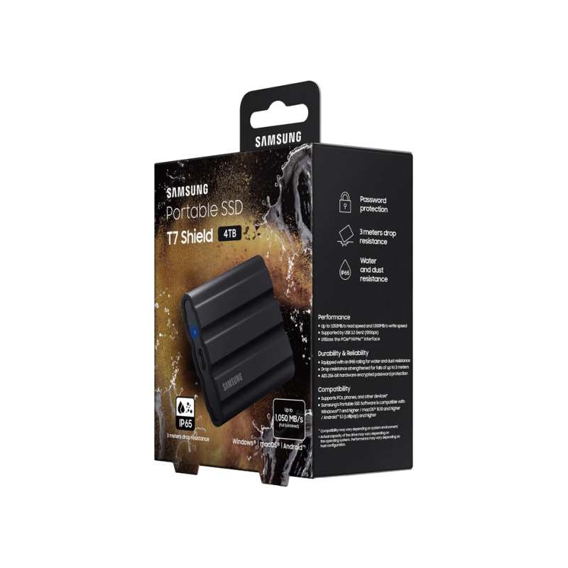 Внешний SSD 4.0TB Samsung T7 Shield, Black