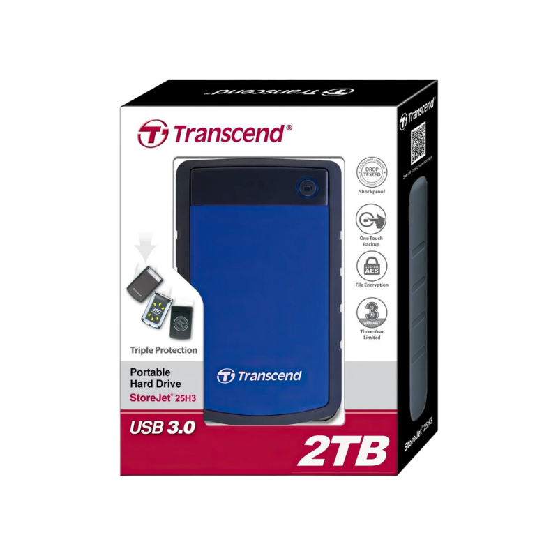 Внешний жесткий диск 2.0TB Transcend StoreJet 25H3B Rubber, Gray/Blue