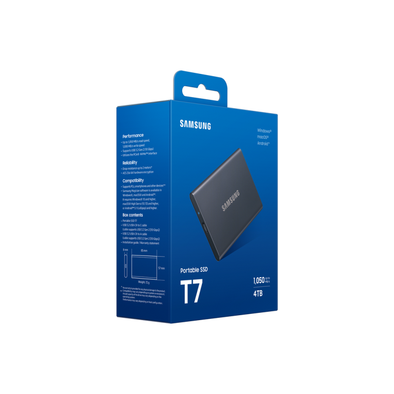 Внешний SSD 4.0TB Samsung T7, Titan Gray