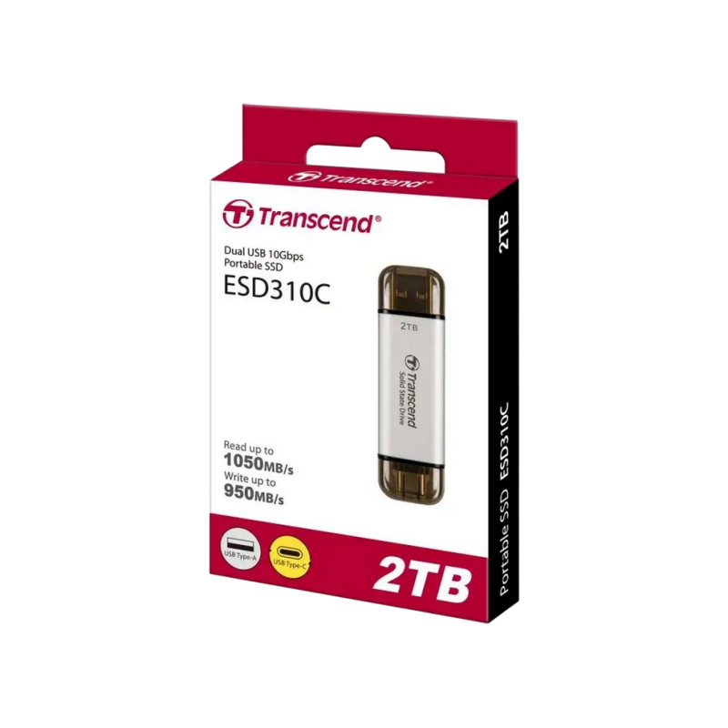 Внешний SSD 2.0TB Transcend ESD310S, Silver