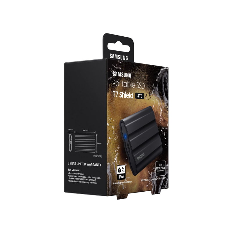 Внешний SSD 4.0TB Samsung T7 Shield, Black