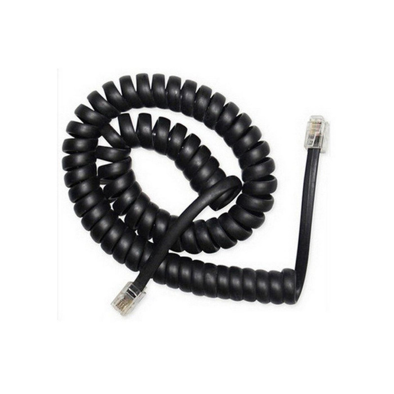Telephone handset spiral cord, RJ10 (4P4C), 2 m, black, TC4P4CS-2M