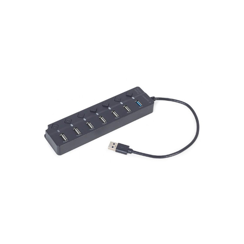 USB 2.0 Hub 7-port with switches, Gembird "UHB-U3P1U2P6P-01", Black