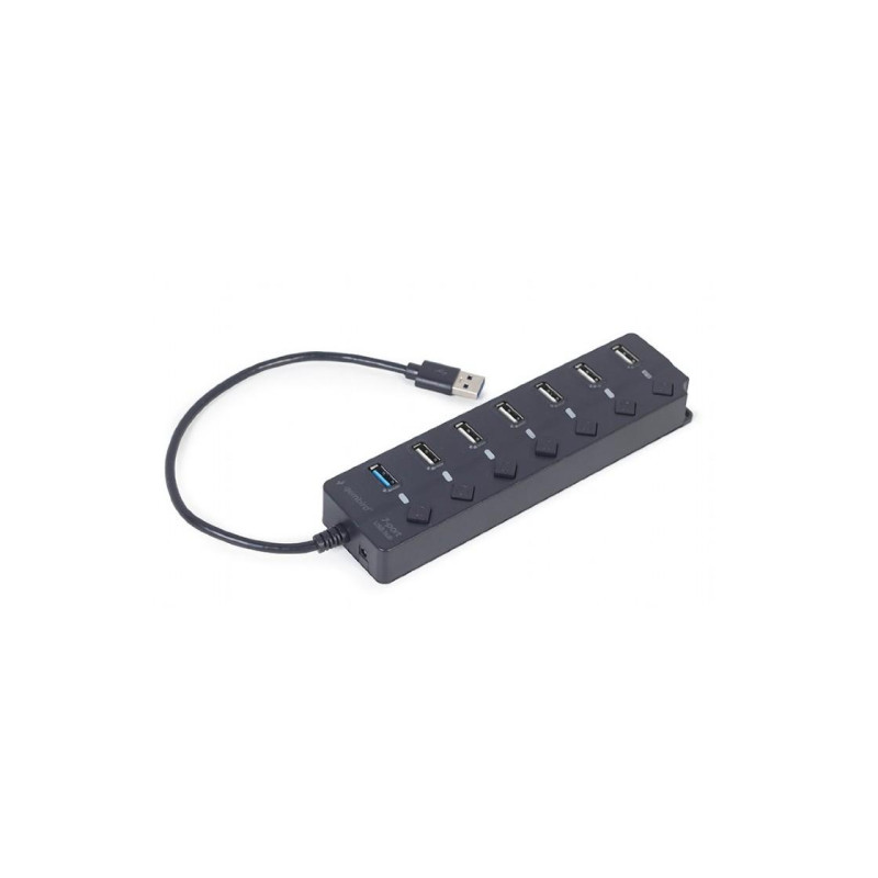 USB 2.0 Hub 7-port with switches, Gembird "UHB-U3P1U2P6P-01", Black