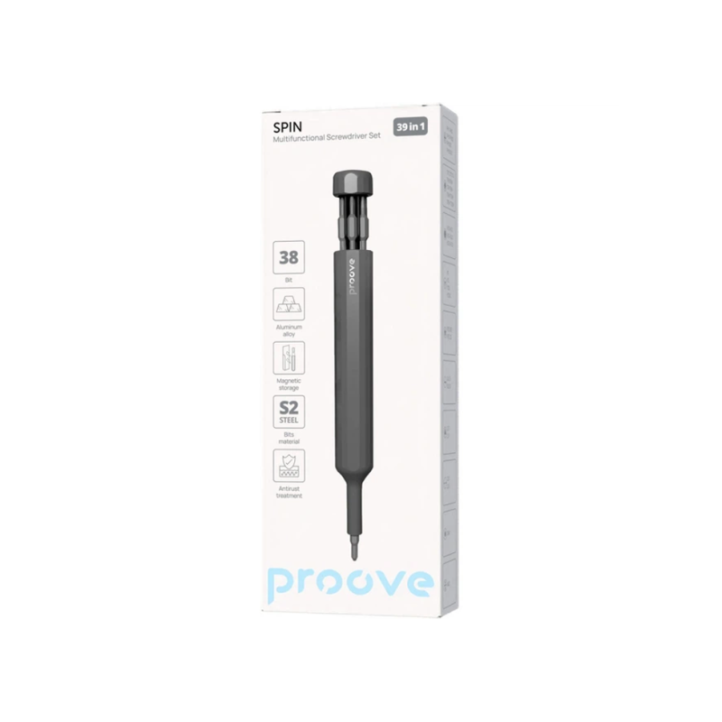 Многофункциональный набор отверток Proove Fixer 39 в 1, серый.