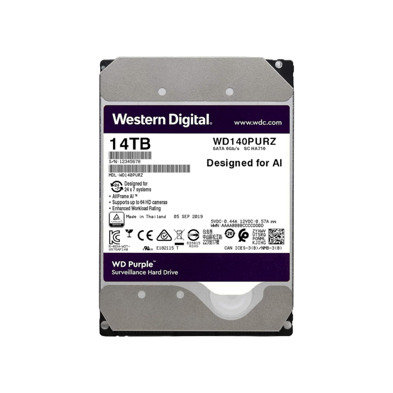 HDD 14.0Tb Western Digital WD140PURZ, "Purple Surveillance"