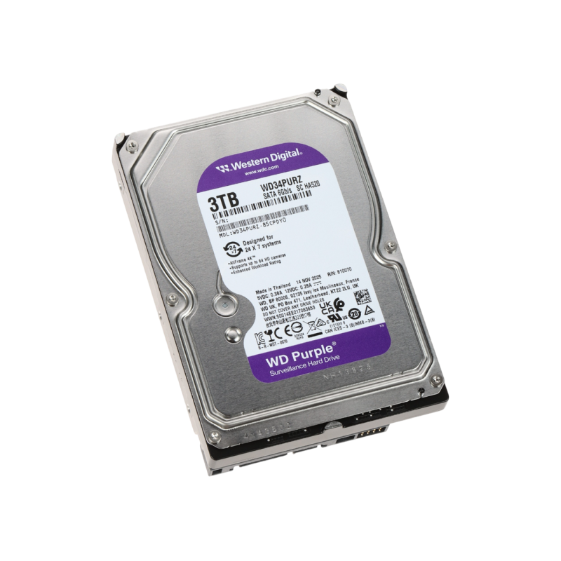 3.5" HDD 3.0TB-SATA-128MB Western Digital "Purple (WD34PURZ)", Surveillance, CMR