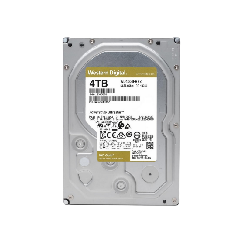 3,5-дюймовый жесткий диск 4,0 ТБ-SATA-256 МБ Western Digital "Gold (WD4004FRYZ)", Enterprise, 24/7, CMR, 7200 об/мин, 2.