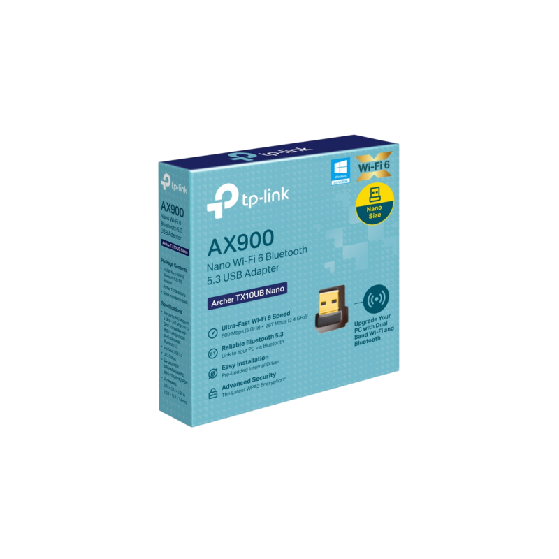 USB2.0 Nano Wi-Fi 6 Dual Band LAN + Bluetooth 5.3 Adapter TP-LINK "Archer TX10UB Nano", AX900