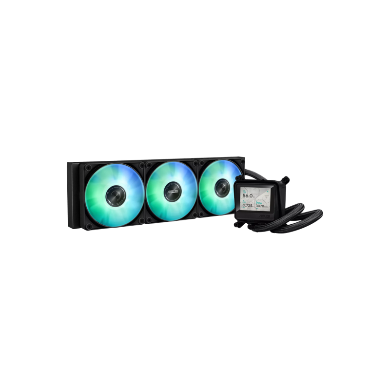 AIO Liquid Cooling Asus "MAX GAMING LC 360 ARGB LCD" (<35,5dBA, 3x120mm, ARGB, 0-2500RPM, 70,88CFM