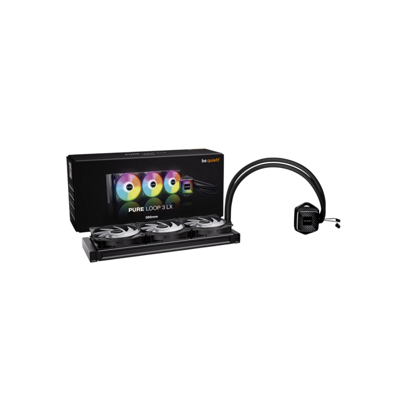 Система жидкостного охлаждения "все в одном" Be quiet! "Pure Loop 3 LX 360 мм" (15,4-37,2 дБ, 3 x 120 мм, ШИМ, 2100 об/мин, 61,8 куб. фут/мин, насос)