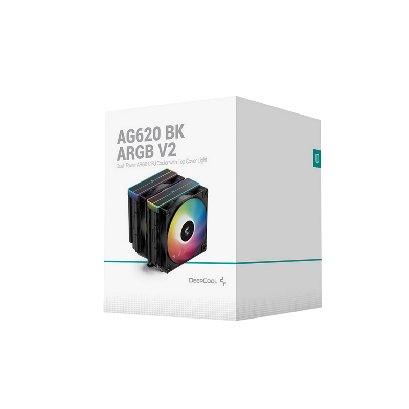 AC Deepcool "AG620 BK ARGB V2" (≤29.4 dB, 300-1950RPM, 67.88 CFM, 2x120mm, ARGB, 6x6mm, 1330g