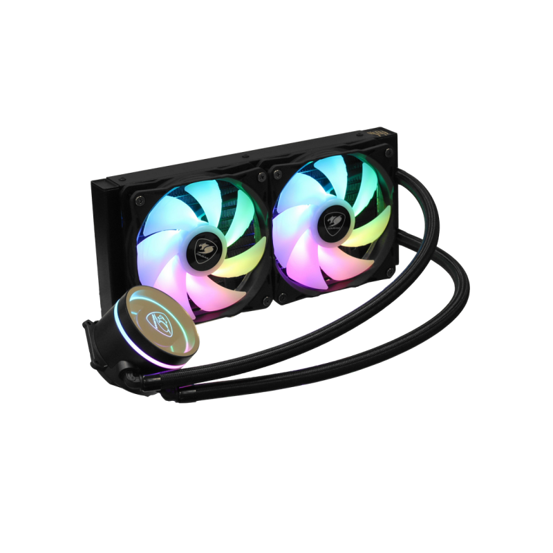 AIO Liquid Cooling Cougar "Poseidon Vistek ARGB 240" (≤38 dB(A), 78.2 CFM,2x120mm,ARGB,1800g) Black