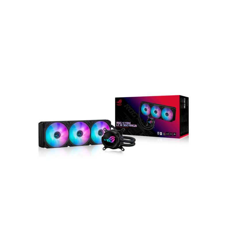 AIO Liquid Cooling Asus "ROG STRIX LC III 360 ARGB" (<36dBA, 3x120mm, ARGB, 800-2200RPM, 70,38CFM