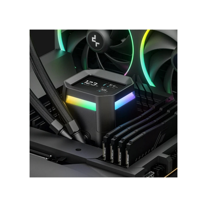 AIO Liquid Cooling Deepcool "LM240" (<38.71dBA, 600-2400RPM, 66.32CFM, 2x120mm, 2400 RPM, ARGB, 2.4&