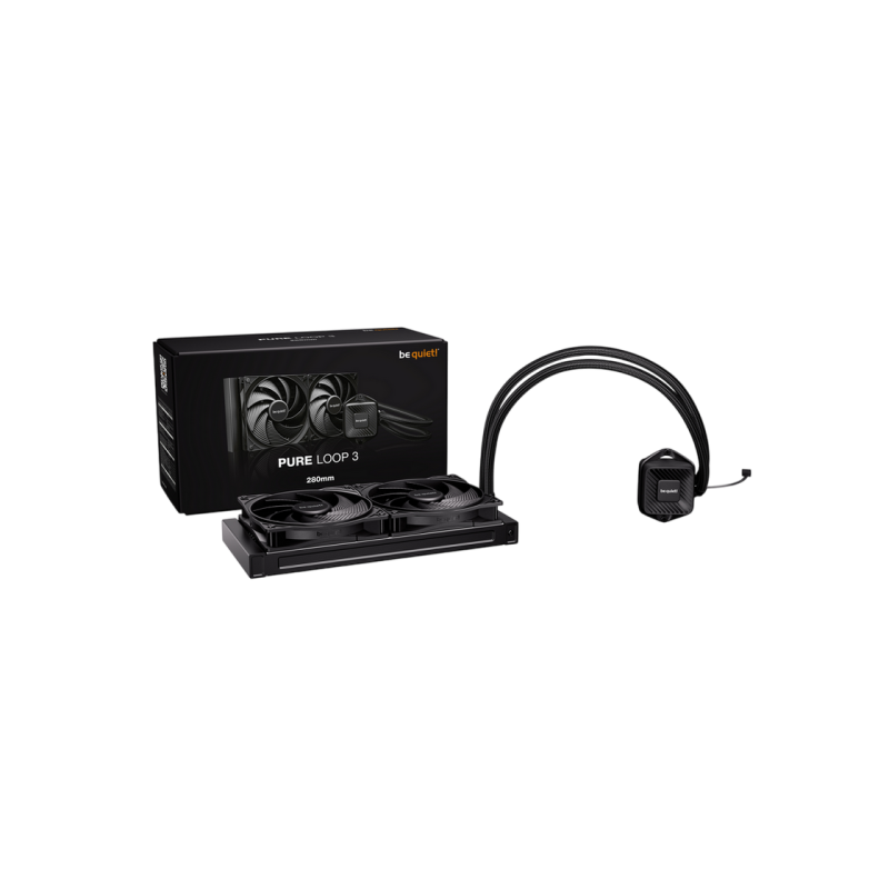 Система жидкостного охлаждения "все в одном" Be quiet! "Pure Loop 3 280 мм" (15,4-36,6 дБ, 2 x 140 мм, ШИМ, 1800 об/мин, 72,2 куб. фут/мин, насос: