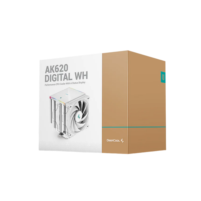 AC Deepcool "AK620 DIGITAL WH" (≤28 dB, 500-1850RPM, 68.99 CFM, 2x120mm, ARGB, 260W, 6x6mm, Display,
