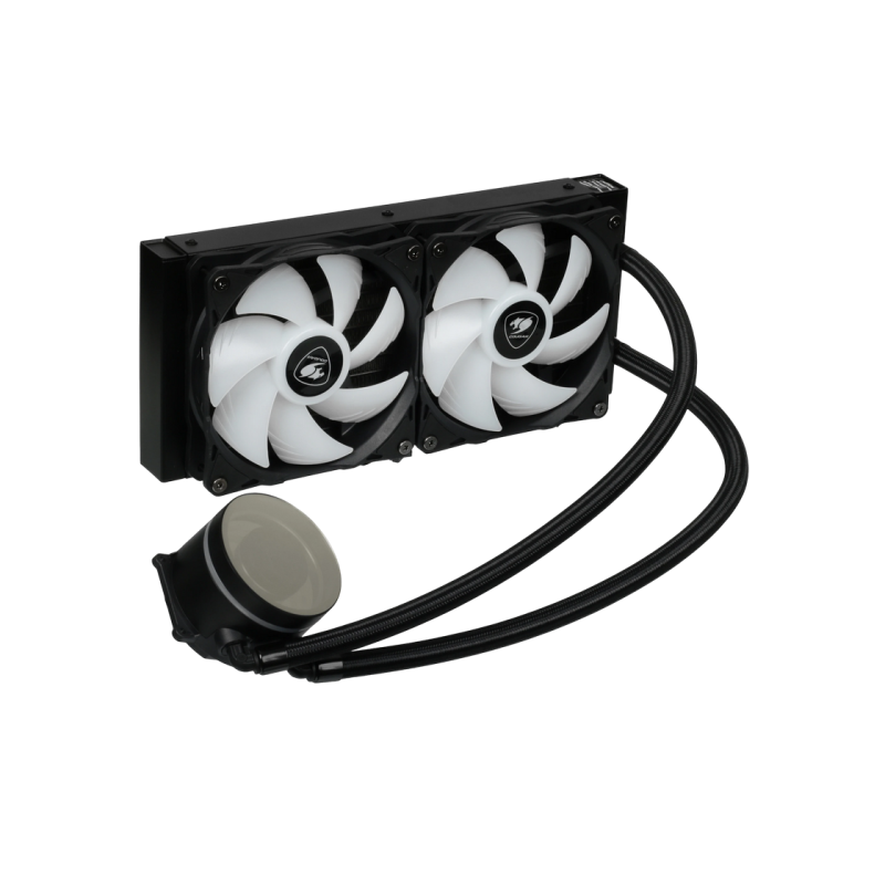 AIO Liquid Cooling Cougar "Poseidon Elite ARGB 240" (≤33.5 dB(A), 62.53 CFM,2x120mm,ARGB,1850g) Black