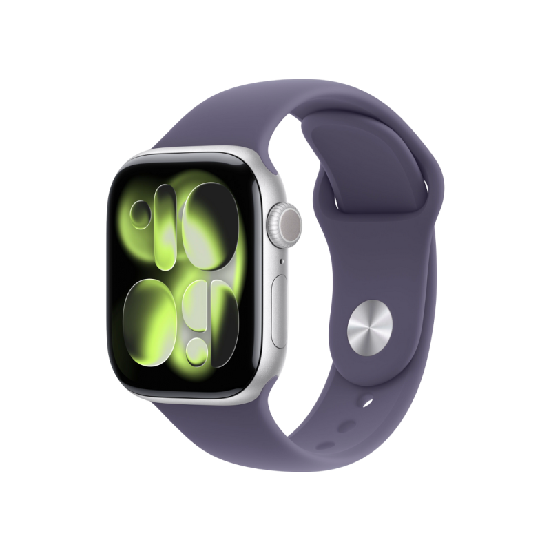 Apple Watch Series 11 GPS, 42mm Silver Aluminium Case with Purple Fog Sport Band - S/M, MEU64