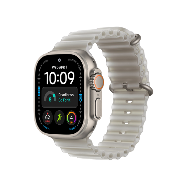 Apple Watch Ultra 4 GPS + Cellular, 49mm Natural Titanium Case with Translucent Grey Ocean Band MJAD4