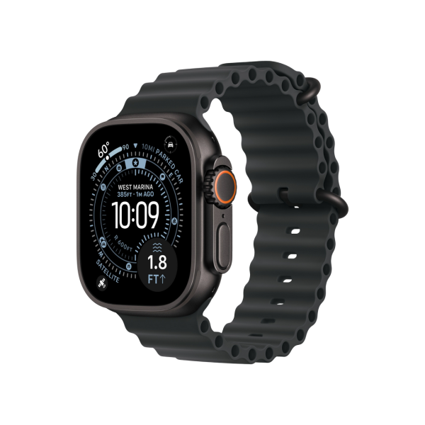 Apple Watch Ultra 3 GPS + Cellular, 49 мм, черный титановый корпус с черным ремешком Ocean Band, MF0J4