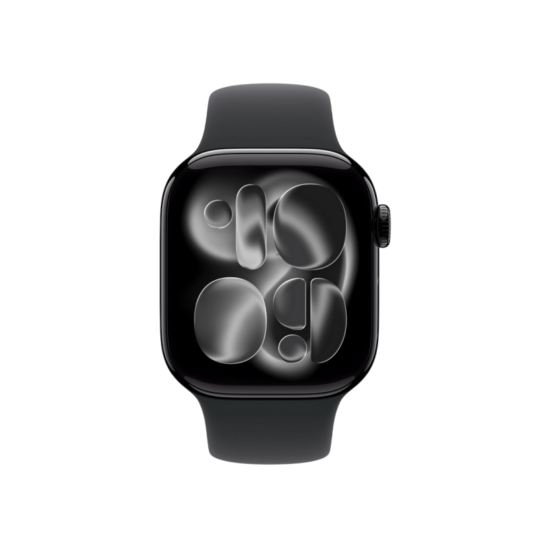 Apple Watch Series 11 GPS, 42mm Jet Black Aluminium Case with Black Sport Band - S/M, MEQT4