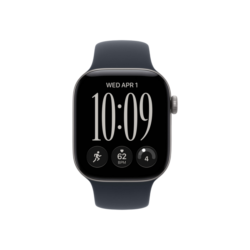 Apple Watch Series 12 GPS, 42mm Space Grey Aluminium Case with Navy Blue Sport Band - M/L MJE94
