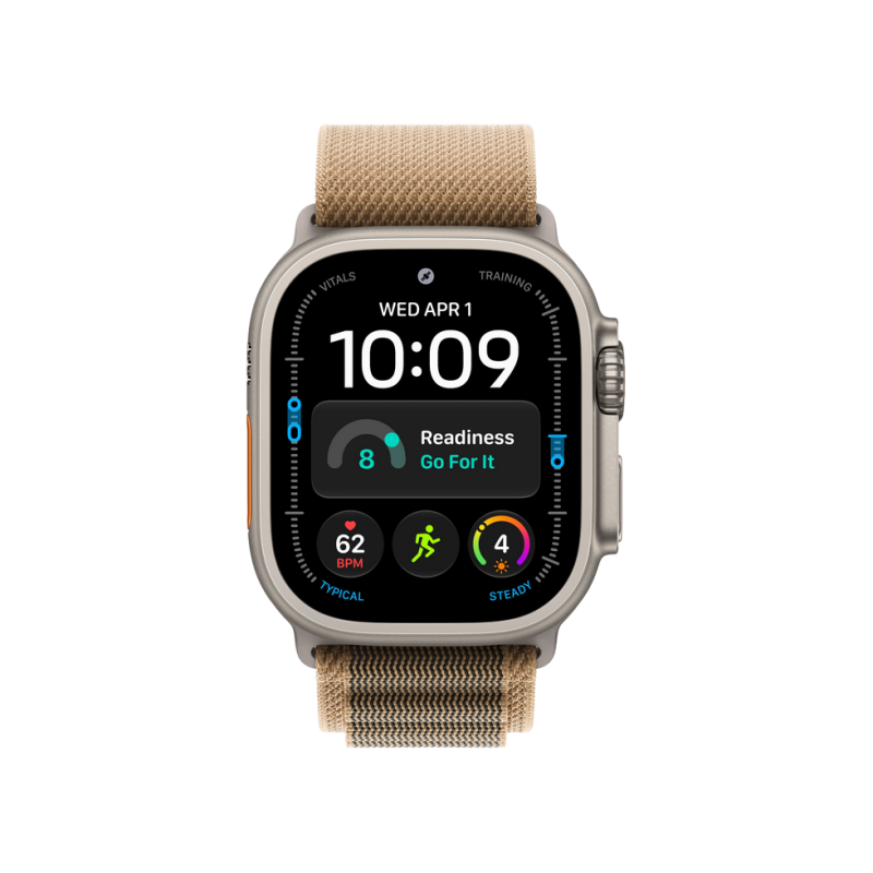 Apple Watch Ultra 4 GPS + Cellular, 49mm Natural Titanium Case with Desert Alpine Loop - M MJAF4