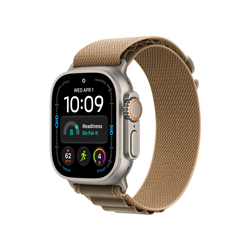 Apple Watch Ultra 4 GPS + Cellular, 49mm Natural Titanium Case with Desert Alpine Loop - M MJAF4