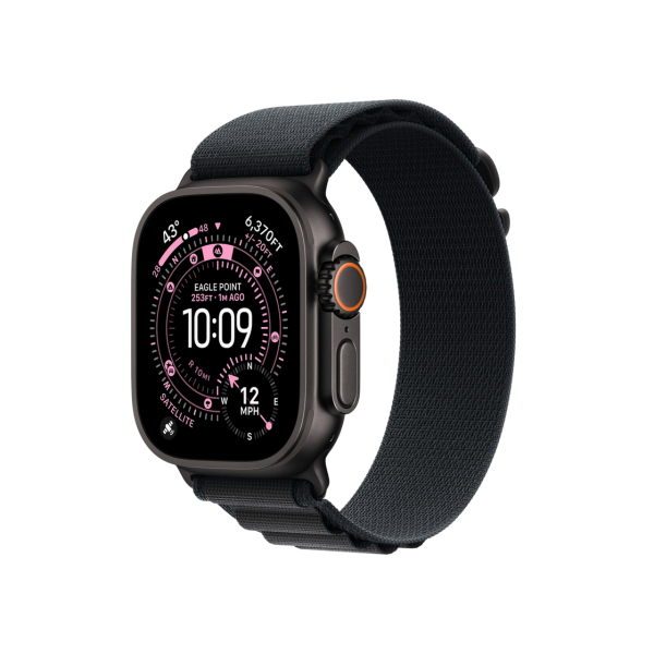 Apple Watch Ultra 3 GPS + Cellular, 49mm Black Titanium Case with Black Alpine Loop - Medium, MF0V4