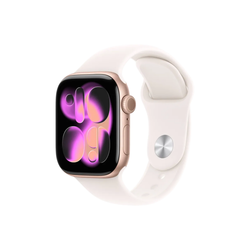 Apple Watch Series 11 GPS, 42mm Rose Gold Aluminium Case with Light Blush Sport Band - S/M, MEU04