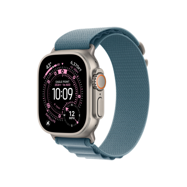 Apple Watch Ultra 3 GPS + Cellular, 49 мм, корпус из натурального титана с петлей Alpine светло-голубого цвета, размер Medium, MEWM4