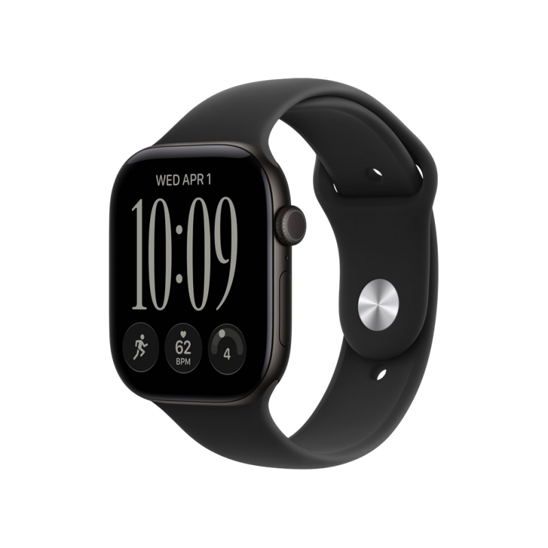 Apple Watch Series 12 GPS, 46mm Black Aluminium Case with Black Sport Band - M/L MJEL4