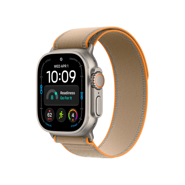 Apple Watch Ultra 4 GPS + Cellular, 49mm Natural Titanium Case with Sand Trail Loop - S/M MJAJ4