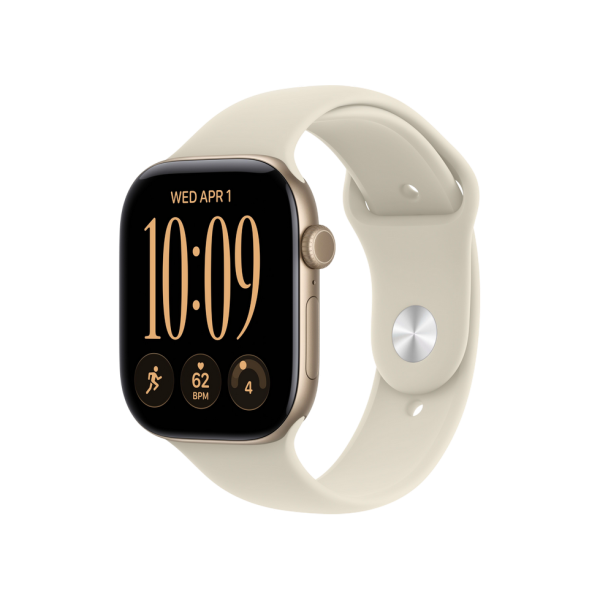 Apple Watch Series 12 GPS, 46mm Light Gold Aluminium Case with Sand Sport Band - S/M MJEN4