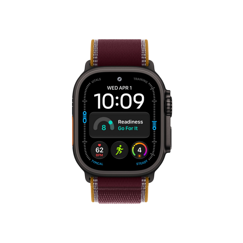 Apple Watch Ultra 4 GPS + Cellular, 49mm Black Titanium Case with Burgundy Trail Loop - M/L MJC44