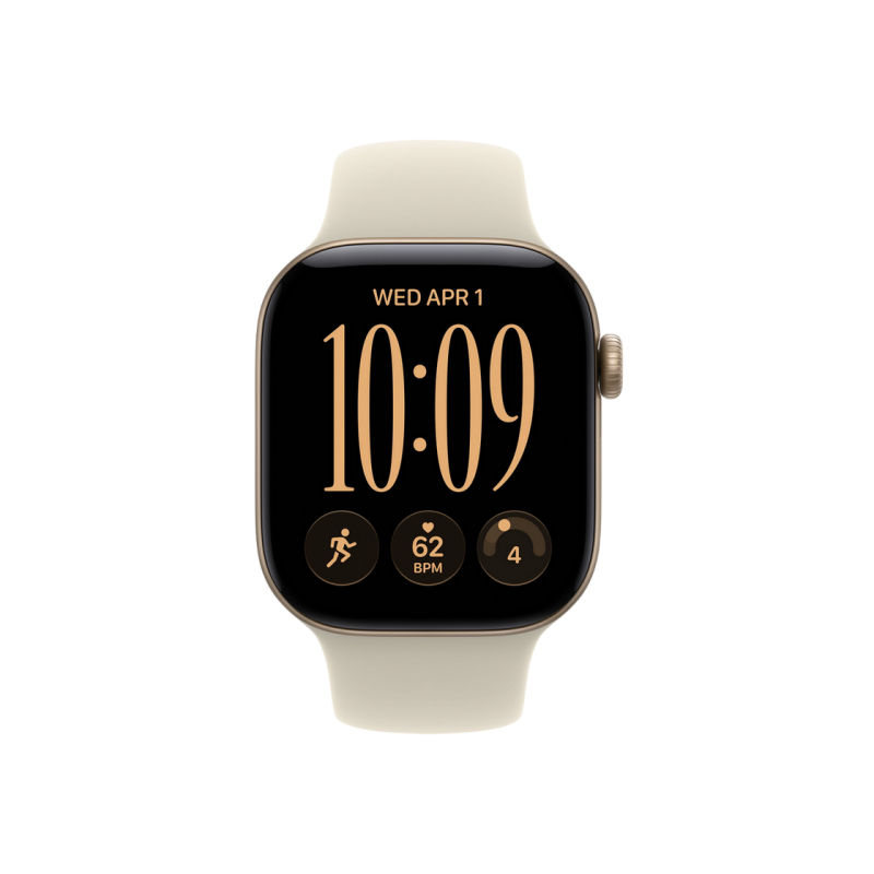 Apple Watch Series 12 GPS, 42mm Light Gold Aluminium Case with Sand Sport Band - M/L MJEE4