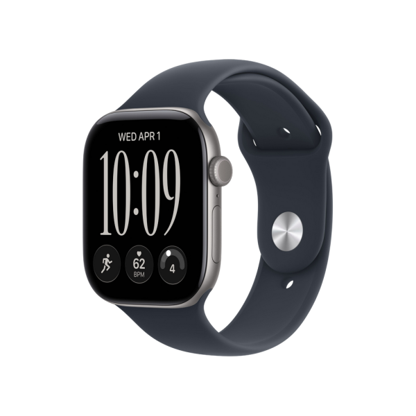 Apple Watch Series 12 GPS, 46mm Space Grey Aluminium Case with Navy Blue Sport Band - M/L MJEJ4