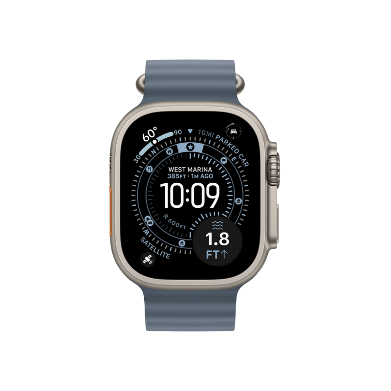 Apple Watch Ultra 3 GPS + Cellular, 49mm Natural Titanium Case with Anchor Blue Ocean Band, MEWH4